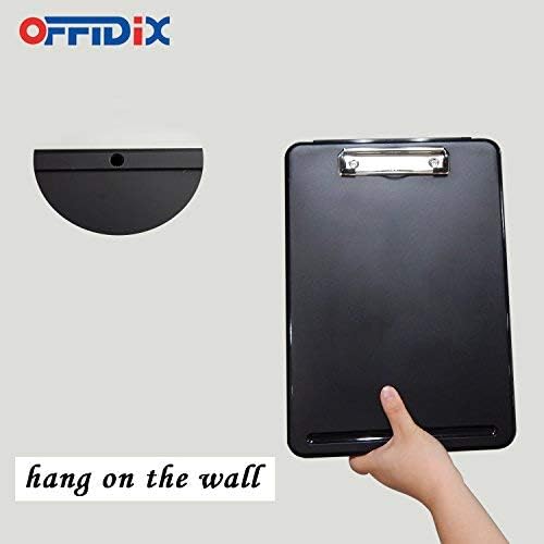 OFFIDIX Clipboard Storage Box,Plastic Paper Holder Storage Clip Board Ideal for School,Letter Size Slim-Case Home and Office Use Memo Clipboard,Black - Image 5