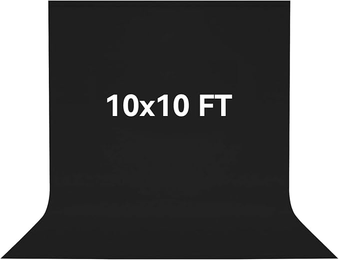 10x10 FT Black Photo Backdrop 100% Polyester Photography Background | Non-Reflective, Wrinkle-Resistant, Foldable Washable Black Sheet for Professional Photoshoot Portraits Party Video Studio by Vevelux