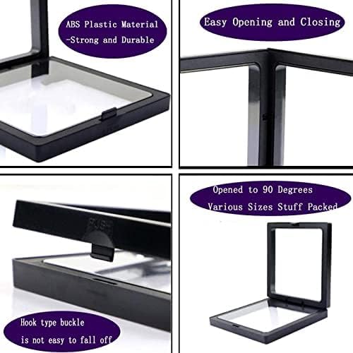 5 Pcs 3D Floating Frame Display Holder with Stands, Thin Film Jewelry Storage Box Coin Display Case, PE Suspension Frames Container for Medallions Stamps Chip Pin Butterfly Specimens (2.5 x 2.5in) - Image 5