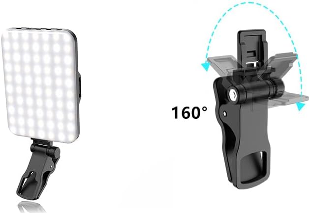 2 Pack 60 LED Selfie Light Front Clip Replacement Phone Clip Holder Clamp Support Stand for Rechargeable Clip Fill Video Conference Light Laptop Tablet Phone Clip Fill Lights - Image 5
