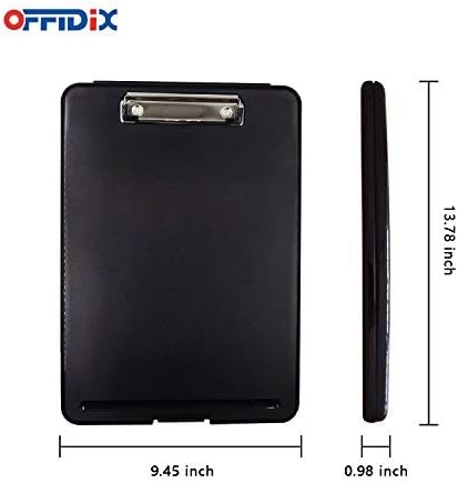 OFFIDIX Clipboard Storage Box,Plastic Paper Holder Storage Clip Board Ideal for School,Letter Size Slim-Case Home and Office Use Memo Clipboard,Black - Image 2