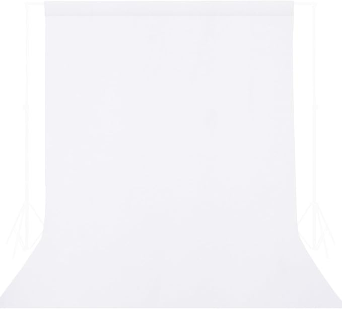 GFCC 8FTx10FT White Backdrop Background for Photography Photoshoot | Non-Reflective, Polyester Curtain, Easy Hang, Multipurpose Screen for Studio Photo Booth, Video Recording, Portrait, Party by GFCC