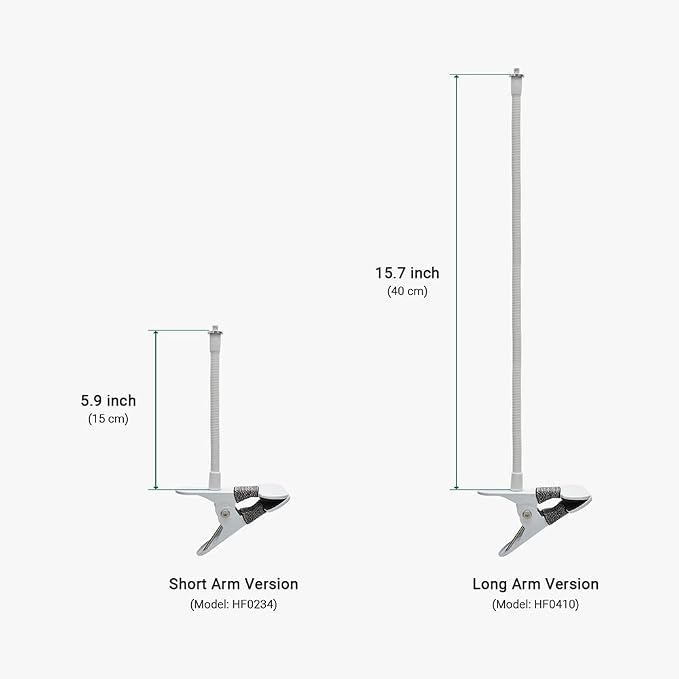 Indoor Outdoor Security Camera Flexible Clip Mount, White | Universal 1/4"-20 threaded clamp bracket, fits Ring/Blink/Wyze/Arlo and more, 15cm adjustable gooseneck arm - Image 6