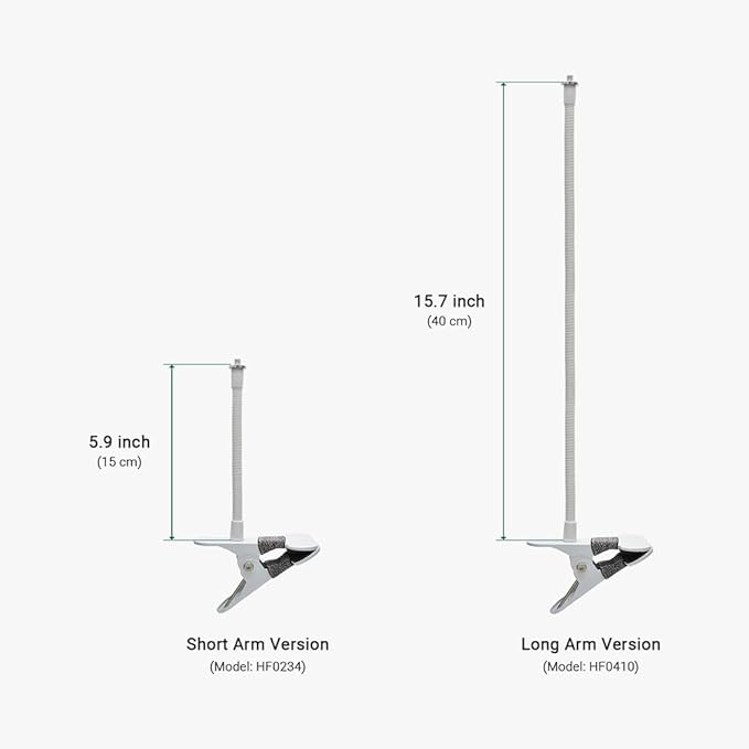 Indoor Outdoor Security Camera Flexible Clip Mount, White, 2-Pack | Universal 1/4"-20 threaded clamp bracket, fits Ring/Blink/Wyze/Arlo and more, 15cm adjustable gooseneck arm - Image 6