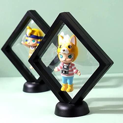 5 Pcs 3D Floating Frame Display Holder with Stands, Thin Film Jewelry Storage Box Coin Display Case, PE Suspension Frames Container for Medallions Stamps Chip Pin Butterfly Specimens (2.5 x 2.5in) - Image 6