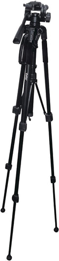 Vivitar 57-Inch Tripod, Three Way Fluid Pan Head, Quick Release Mount, Supports up to 5 Pounds of Weight, VIV-VPT-2457, Black,standard by Vivitar