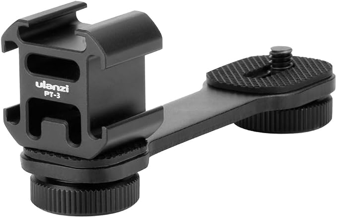 ULANZI PT-3 Triple Cold Shoe Mount Plate Mic Video Light Extension Bracket | Microphone Stand Rig Mount Compatible with DJI OSMO Mobile 3 2 OM 4 Zhiyun Smooth 4/Feiyu Vimble 2 Gimbal Stabilizer Camera by ulanzi