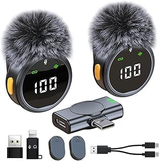 Wireless Lavalier Microphone for iPhone - iPad, Android Phone Computer, Mini Microphone for Live Streaming, Video Recording, Outdoor or Indoor Interviews, YouTube, TikTok, Vlog (H25) by Unknown
