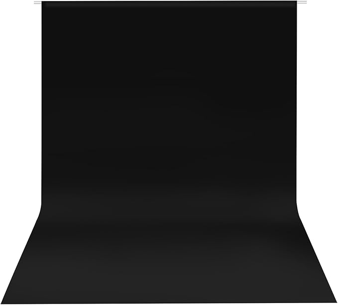Hemmotop Black Photo Backdrop Background 10x8ft | Polyester, Drapes Well, Rod Pocket for Easy Hanging, for Family Photos, Wedding, Birthday, Graduation Party, Video by Hemmotop