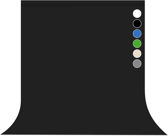 Black Photo Backdrop for Photoshoot Solid Color Background 5x7 ft | Photography Studio Photobooth Curtain for Headshot, Homestudio, Portrait, Video, Meeting, Easy to Install, Washable Fabric by Pksoiil