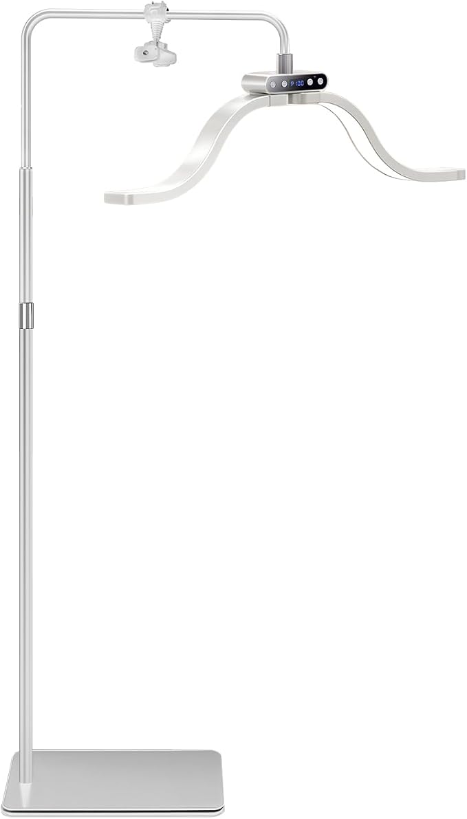 Lash Light for Eyelash Tech-Esthetician Ring Light, Half Moon Light for Led Lash Lamp Extensions, Tattoo Artists, Nail Tech - Cool, Warm Lamp with Adjustable Brightness & Height, Phone Holder (White) by Stjiatu