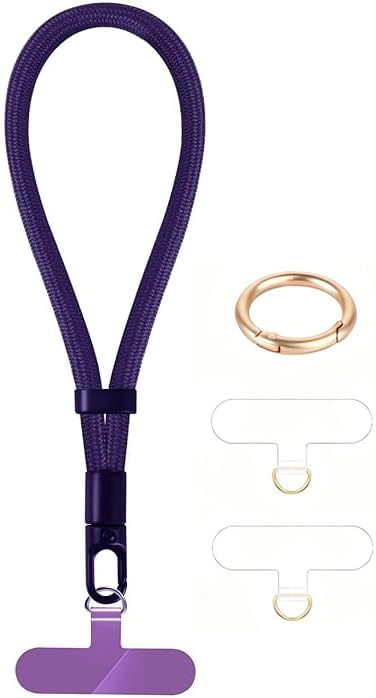 Phone Wrist Strap Lanyard Hand Universal Adjustable Phone Finger Grip Wristlet with 3 Patches Tether Anti Theft for iPhone 16 Pro Max 15 14 Charms for Keychain USB Flash Drive Wallet ID Name Tag Puple by Casecond