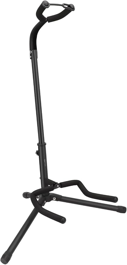 Amazon Basics Height Adjustable Foldable Guitar Stand with Secure Support, Padded Non-Slip Floor-Stand for Acoustic, Electric, Bass and Banjos, Portable Display-Stand, Black (Pack of 10) by AmazonBasics