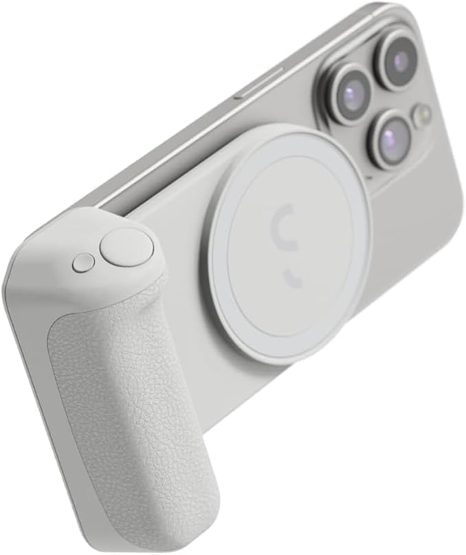 ShiftCam SnapGrip Essential – Magnetic Phone Camera Grip with Wireless Shutter Button & Tabletop Dock – Compatible with iPhone & Android (Stone) by ShiftCam