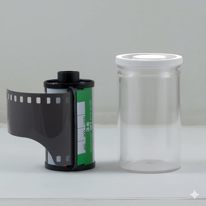 Film Canisters with Caps, 35mm Case, Container with Lids, Clear, 60 Pack | Houseables Film Canisters, Cannisters for Rockets, Empty Camera Reel Holder, Bottles, Coin Storage, Plastic, 8oz, 2"x1", Bulk - Image 2