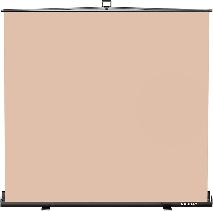 【Wider Style】 RAUBAY 78.7 x 82.7in Large Collapsible Beige Backdrop Screen | Portable Retractable Panel Photo Nude Background with Stand for Video Conference, Photographic Studio, Streaming by RAUBAY
