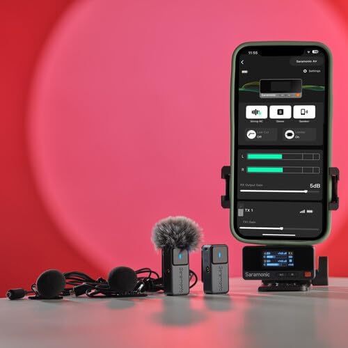 Saramonic Air Wireless Microphone for iPhone/Camera/Android, 11g Ultralight, 48kHz/24-bit,120dB Max SPL, 2 Lavalier Microphones, 300m Range, Noise Cancelling, Vlog, Streaming - Image 7
