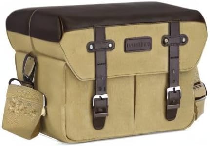 MOSISO Camera Case Crossbody Shoulder Messenger Photography Bag, Khaki | DSLR/SLR/Mirrorless Vintage PU Leather Flap Gadget Bag with Rain Cover Compatible with Canon/Nikon/Sony Camera and Lens - Image 8