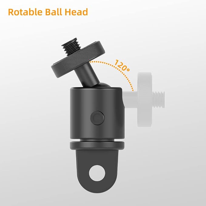 Aluminum 360 Degree Rotation Camera Mount, 1/4 Screw Adjustable Adapter Mount, Compatible with GoPro Hero 12/11/10/9/8/7, DJI, Sony, Xiaomi yi and Other Action Cameras - Image 2