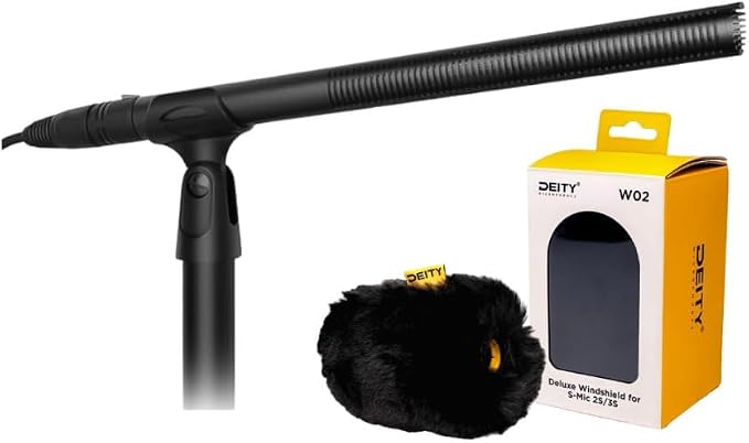 Deity S-Mic 3 Shotgun Microphone Bundle | W02 Deluxe Windshield for S-Mic 2S/3S, Aluminum Alloy, W02 Deluxe Short-Haired Windshield for S-Mic 2S, (2 items) by Deity
