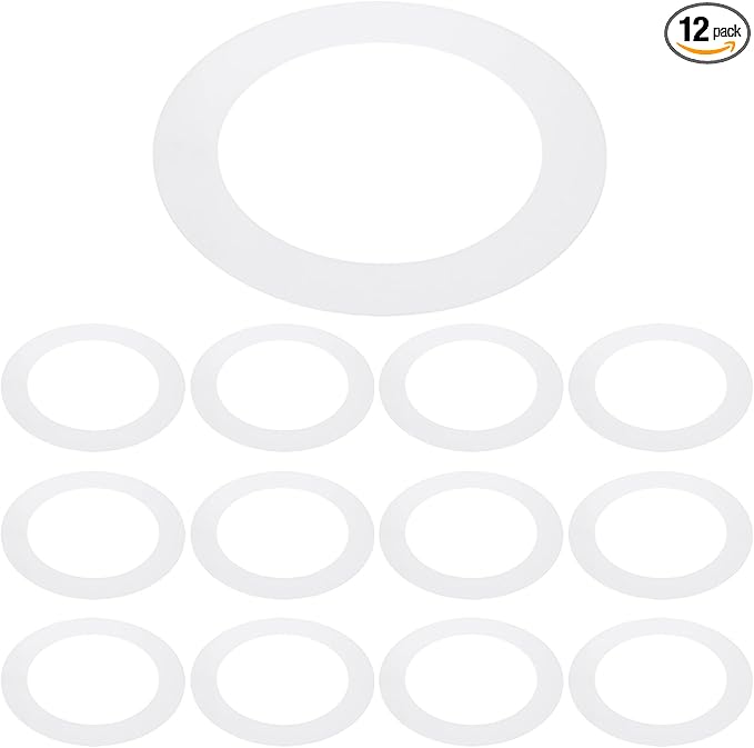 PATIKIL 6.3" ID 8.7" OD Plastic Trim Ring, 12 Pcs Ceiling Light Goof Rings Matte Circular Light Cover Lighting Fixture for Ceiling Wall Recessed Can Downlights, Translucent Matte White by PATIKIL