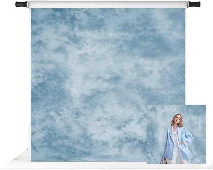 Kate 8x8ft Light Blue Abstract Backdrops for Photoshoot Blue Textured Portrait Background Old Master Photo Studio Props by KateBackdropforPhotography