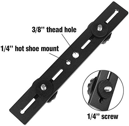 Dual Flash Bracket,Chromlives Dual Tripod Mount Bracket,1/4" Dual Camera Mount Flash Extension Bar,8" Dual Tripod Bracket for Camera,LED Light,DSLR Camera,Tripod,Flash Light(2 Pack) - Image 3