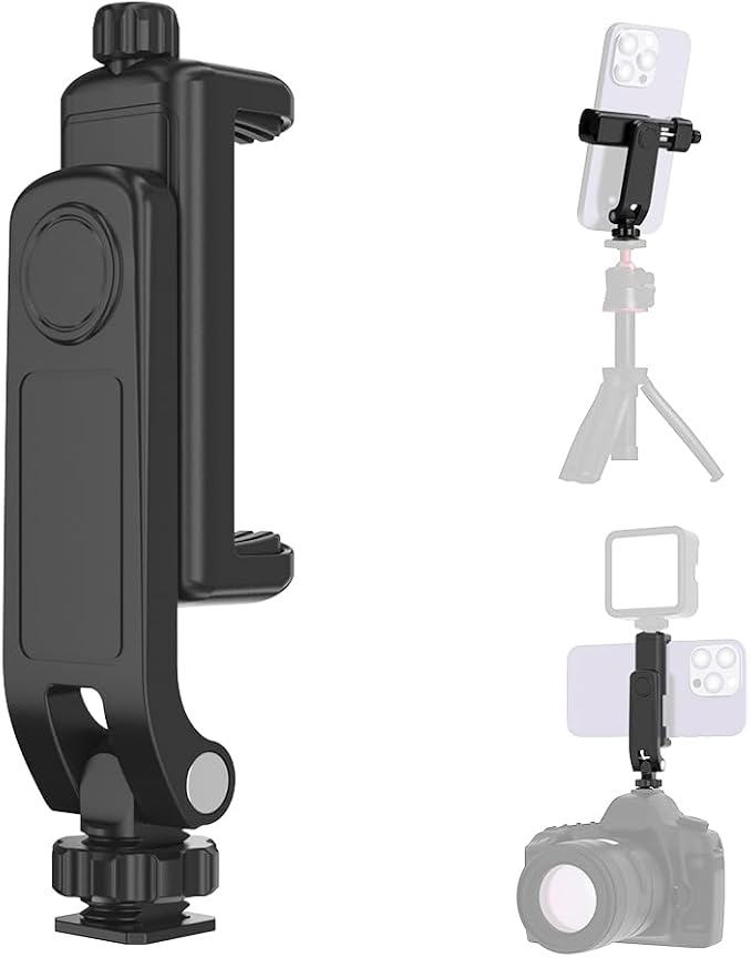 Flexible Phone Tripod Mount Adapter, Universal Smartphone Mount Adapter, Camera Cold/Hot Shoe Phone Tripod Holder for iPhone 17/16/15/14, Samsung Pixel Canon Nikon DSLR and More Cameras - Image 2