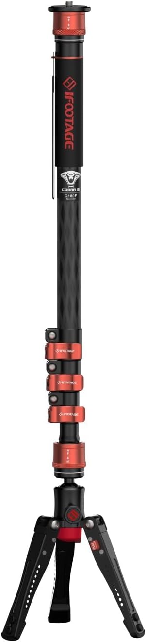 IFOOTAGE Cobra 3 C180F,Camera Monopod with Tripod Base,Carbon Fiber Professional Video Monopod,Suitable for SLR Cameras and Camcorders(71") by IFOOTAGE
