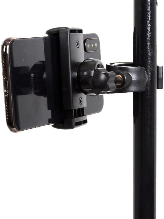 2 Pack Mic Stand Phone Holder Mount Photography Light Stand Phone Mount Holder Clamp Phone Clip for Microphone Stand Tripod Boom Arm Floor Mic Stand Selfie Stick Ring Light Camera Tripod - Image 7