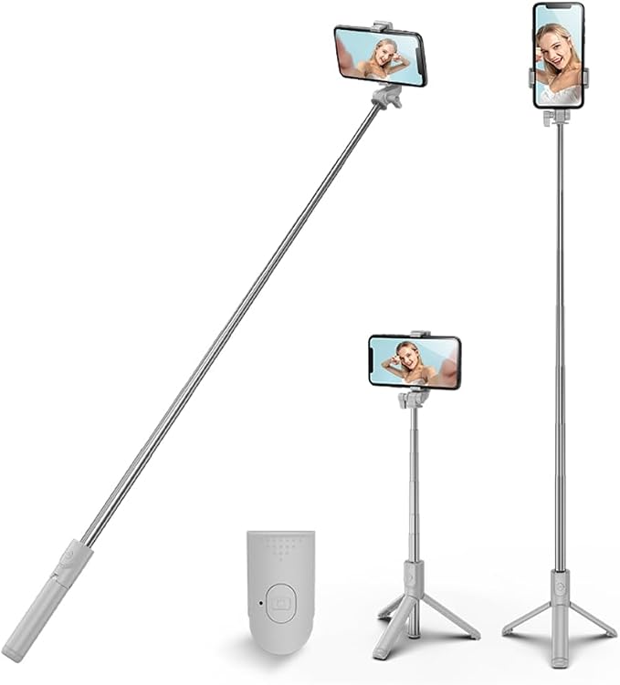 Selfie Stick Tripod, 3 in 1 Extendable & Portable iPhone Tripod Selfie Stick with Wireless Remote Compatible with iPhone 16 15 14 13 12 11 pro Xs Max 8 7, Galaxy Note10/S20/S10 by XIHAMA