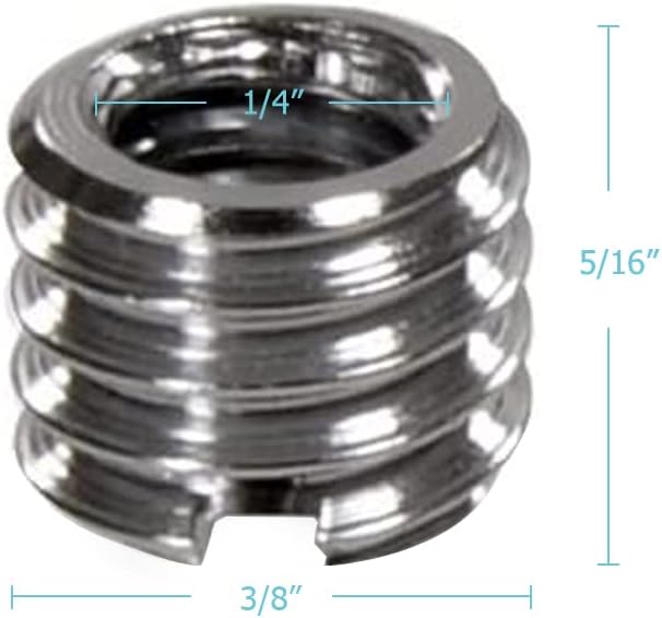 Foto&Tech Metal 1/4 inch to 3/8 inch Tripod Thread Adapter, Easy Mount Convert Screw Adapter for Tripod Monopod Ballhead, Reducer Bushing for Camera Video Equipment DSLR SLR Mic Boom Stand (10 Piece) - Image 2
