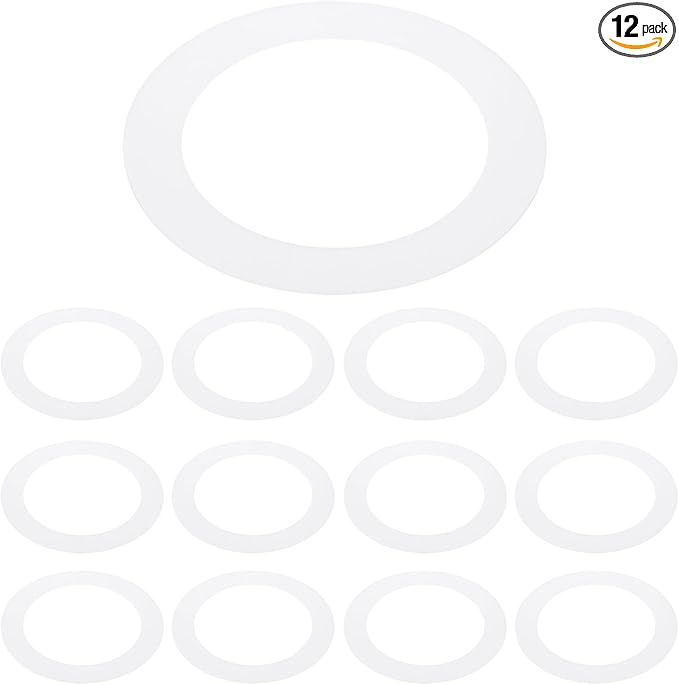 PATIKIL 3.8" ID 5.2" OD Plastic Trim Ring, 12 Pcs Ceiling Light Goof Rings Matte Circular Light Cover Lighting Fixture for Ceiling Wall Recessed Can Downlights, Translucent Matte White by PATIKIL
