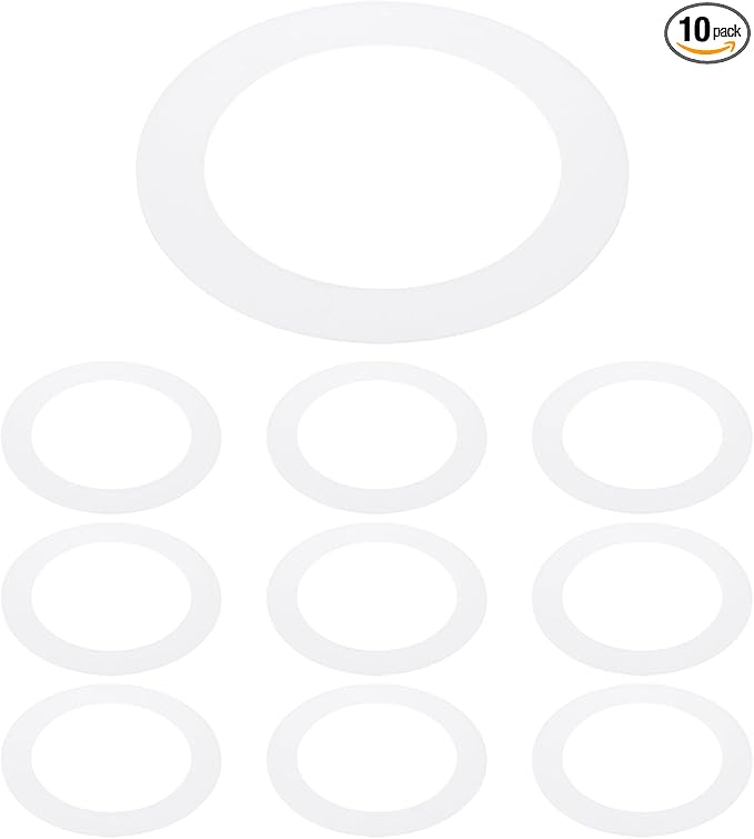 PATIKIL 3.8" ID 5.2" OD Plastic Trim Ring, 10 Pcs Ceiling Light Goof Rings Matte Circular Light Cover Lighting Fixture for Ceiling Wall Recessed Can Downlights, Translucent Matte White by PATIKIL
