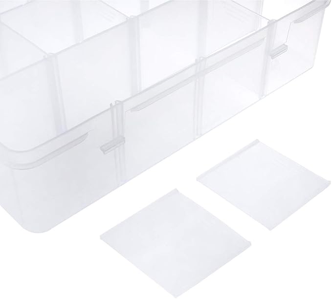 Xiaoyztan 12-Bin Clear Plastic Organizer with Adjustable Divider 7.3x4.9in | 12-grid organizer with adjustable dividers for jewelry, beads, tackle, and crafts - Image 7