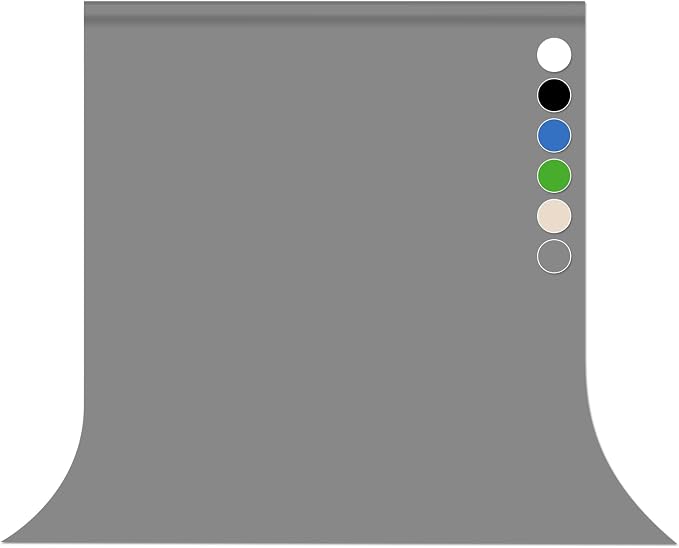 Gray Photo Backdrop for Photoshoot Solid Color Background 5x7 ft | Grey Photography Photobooth Curtain for Headshot, Homestudio, Portrait, Video, Meeting, Easy to Install, Washable Fabric by Pksoiil