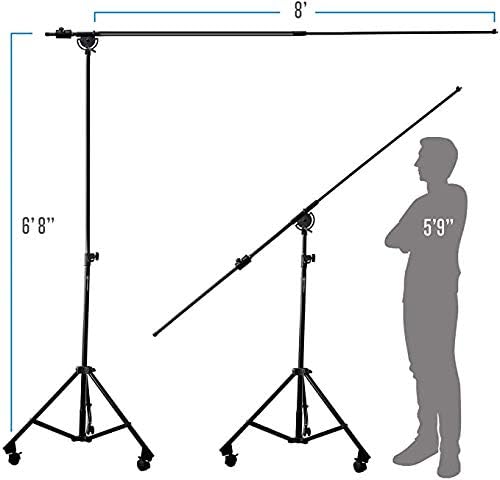 AxcessAbles Heavy Duty Microphone Boom Stand with Weighted Tripod Base | 80-inch Height Overhead Mic Stand | 96 Inch Boom Arm Stand | Shotgun Video Mic Stand | All Metal, No Plastic Parts - Image 2