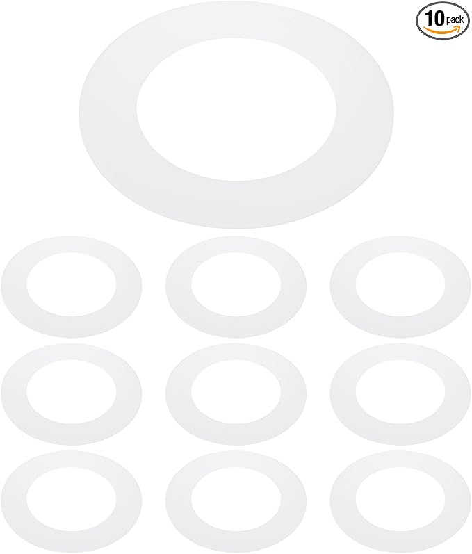 PATIKIL 4.3" ID 6.7" OD Plastic Trim Ring, 10 Pcs Ceiling Light Goof Rings Matte Circular Light Cover Lighting Fixture for Ceiling Wall Recessed Can Downlights, Translucent Matte White by PATIKIL