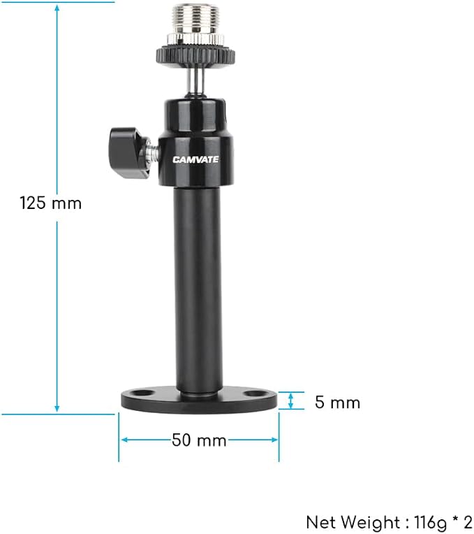 CAMVATE Wall Mount Bracket with 1/4-20 Female to 5/8-27 Male Mic Screw/2 PCS - Image 2