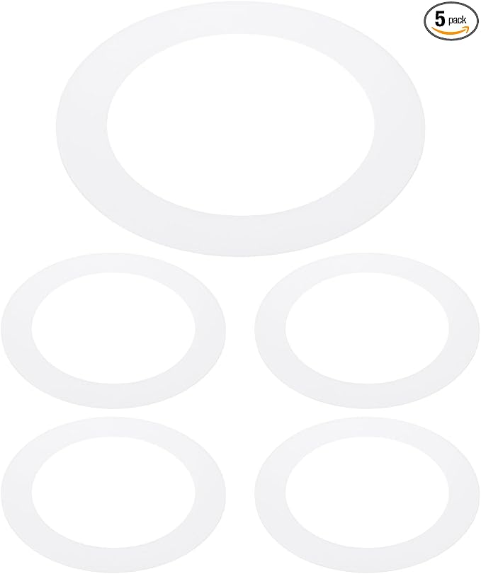 PATIKIL 3.8" ID 5.2" OD Plastic Trim Ring, 5 Pcs Ceiling Light Goof Rings Matte Circular Light Cover Lighting Fixture for Ceiling Wall Recessed Can Downlights, Translucent Matte White by PATIKIL