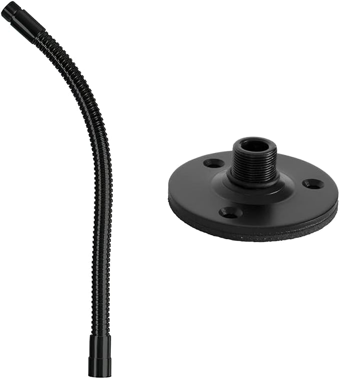 On-Stage 13" Microphone Gooseneck, Black & TM08B Microphone Flange Mount, Black by On-StageStands
