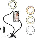 Clip on Light Reading Lights with Cell Phone Holder,Eye Protection Kids Desk Lamp, 360 ° Flexible Gooseneck Selfie Ring Light， LED Makeup Mirror Lights… (Selfie Ring Light with Cell Phone Holder) by CordlesLEDVanityMirrorLigh