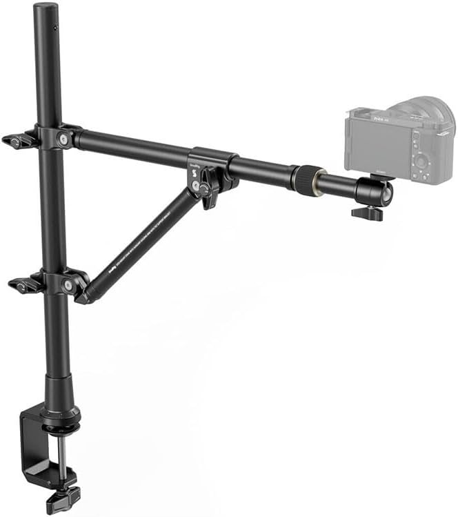SMALLRIG Triangle Camera Desk Mount, Overhead Desk Clamp Phone Mount | with Auxiliary Support Rod, with Phone Holder & Ball Head for Camera/Phone/Light/Webcam, Max Load 6.6lbs - Image 4