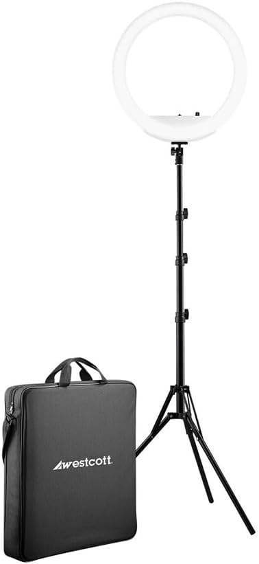 Westcott 18” Bi-Color LED Ring Light Kit with Batteries and Stand Professional Studio Continuous Lighting for Photography, Video Conferencing, Hair & Makeup Salons, Tattoo Studios, YouTube & TikTok | Batteries, Makeup Salons, Tattoo Studios, Video Conf... by Westcott