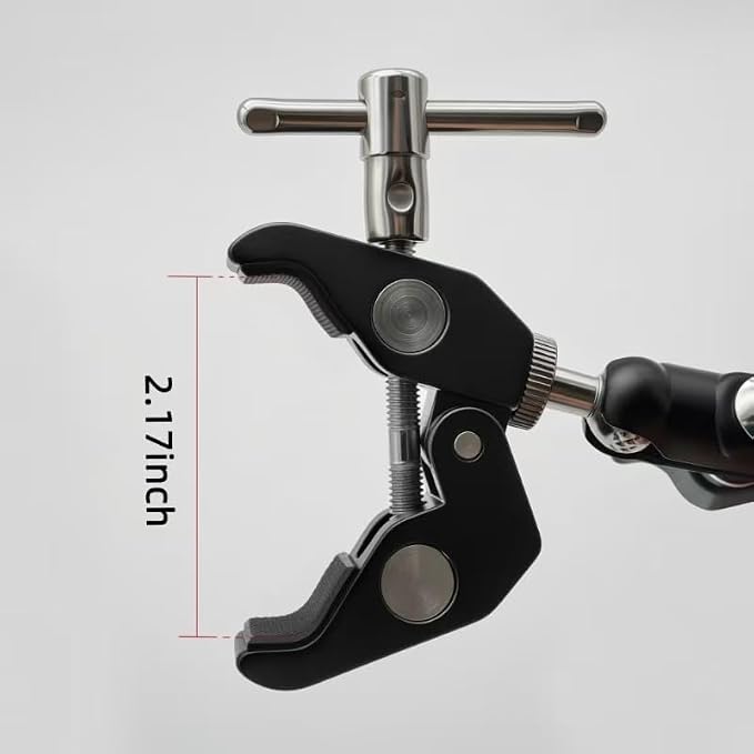 Super Clamp Mount with Dual Ball Head Magic Arm Heavy Duty Plastic Crab Compatible with GoPro, DJI Action 2, Insta360, Canon Nikon Sony Cameras, Field Monitor, LED Light, Microphone, Tube, Tripod - Image 8