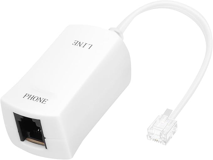 Uvital DSL Filter for Landline Phone, 1 Pack DSL Phone Filter Adapter White | RJ11 6P2C Male to Female ADSL Cable in-line ADSL Filters for Fax Machines/Answering Machines by Uvital