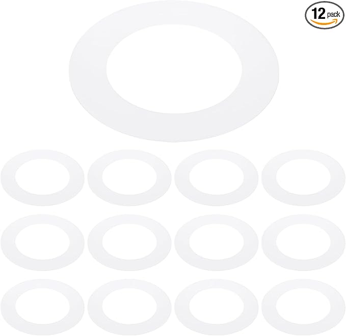 PATIKIL 3.6" ID 5" OD Plastic Trim Ring, 12 Pcs Ceiling Light Goof Rings Matte Circular Light Cover Lighting Fixture for Ceiling Wall Recessed Can Downlights, Translucent Matte White by PATIKIL