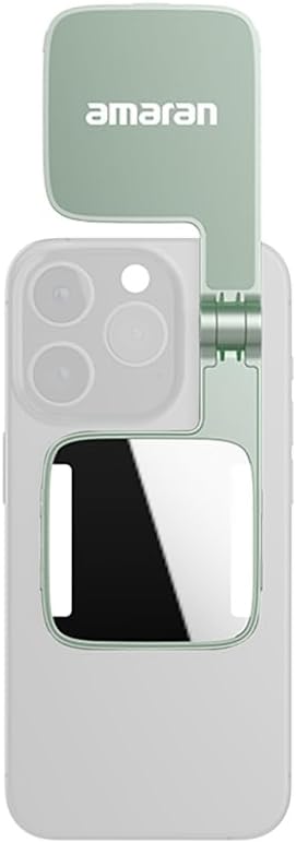 Amaran Go Magnetic Selfie Phone Light, Compatible with MagSafe & Qi2 Magnets, Dual LED Light Source with Adjustable Mirror Light & CCT (2700K-6500K), for Selfies, Makeup, & Content Creation (Green) by amaran