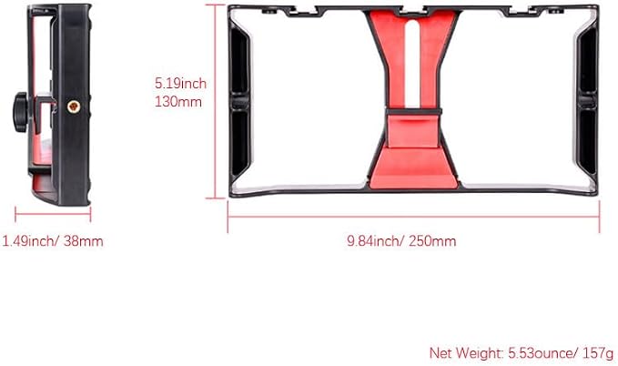 Smartphone Video Cage Rig, HuaerHui Handheld Phone Video Filmmaking Vlogging Stabilizer Grip Tripod Mount Fits Most Phones, with Cold Shoe Mounts, 1/4in Screw Holes to Connect LED Lights/Microphones - Image 5
