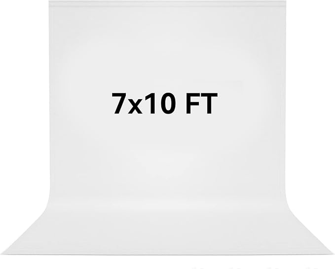 7x10 FT White Photo Backdrop 100% Polyester Photography Background | Non-Reflective, Wrinkle-Resistant, Foldable Washable White Backdrop for Professional Photoshoot Portraits Party Video Studio by Vevelux